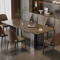 Elegant Modern Dining Table Set With Six Chairs Marble Top And Metal Frame