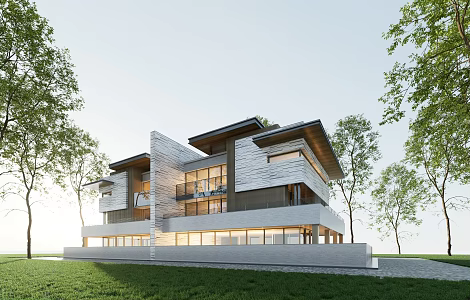 Modern Double-family Villa Single-family Villa Prairie Villa Holiday Villa Mountain Villa Personal Residence Homestay Building 3d model