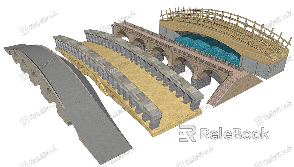 modern bridge stone arch bridge model