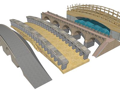 modern bridge stone arch bridge model