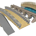 modern bridge stone arch bridge 3d model