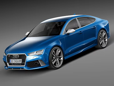 Blue Audi Sports Sedan With Sleek Exterior Design And Alloy Wheels 3d model