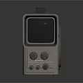 Vintage Portable Retro Computer Device With Metal Body Knobs Screen And Speaker 3d model