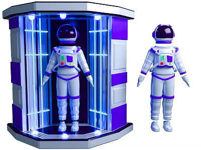 Game And Movie Astronaut Character In Full Spacesuit With Capsule 3d model