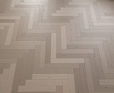 Elegant Modern Herringbone Pattern Wooden Flooring With Light Gray Tone And Natural Wood Grain 3d model