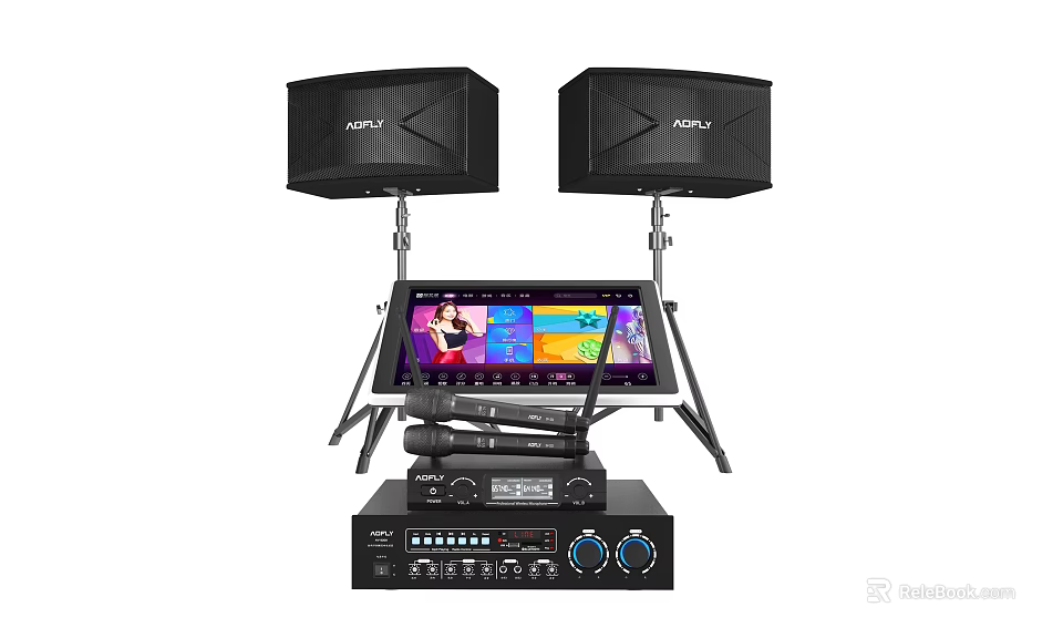 Professional Headphone Speaker System With Display Screen Microphone And Control Console 3d model 