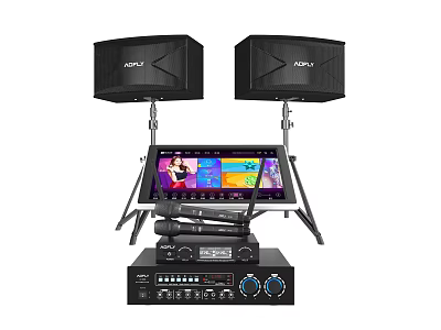 Professional Headphone Speaker System With Display Screen Microphone And Control Console 3d model