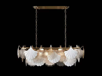 Elegant White Shell Shaped Chandelier With Gold Frame For Interior Decoration 3d model