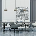 Modern Dining Table and Chair Combination 3d model