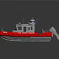 Red US Coast Guard Vessel 25078 Featuring Sleek Structure And Technical Equipment Design
