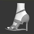Women's Gray High Heel Sandals With Cross Ankle Strap White Heel Open Toe Design