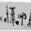 Diverse Industrial Communication Equipment Including Metal Towers Antennas And Satellite Dishes