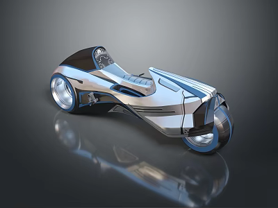 Space Inspired Futuristic Motorcycle With Aerodynamic Body And Cosmic Silver Finish For Interstellar Exploration Concept 3d model