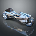 Space Inspired Futuristic Motorcycle With Aerodynamic Body And Cosmic Silver Finish For Interstellar Exploration Concept