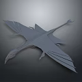 Detailed Gray 3D Rendering of Flying Animal with Extended Wings and Sleek Aerodynamic Structure