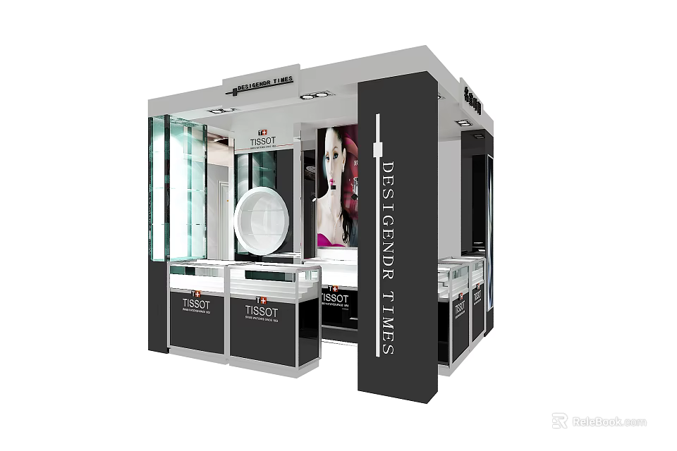Prestige Time Boutique With Modern Glass Display Counters And Timepiece Showcases 3d model