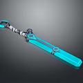Teal Colored Futuristic Weapon With Sleek Metallic Hilt Ring Accent And Long Blade