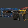 Military Weapon With Blue Metal Structure Red Components And Yellow Parts