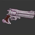 Classic Silver Metal Revolver Featuring Wooden Grip And Shiny Detailed Design