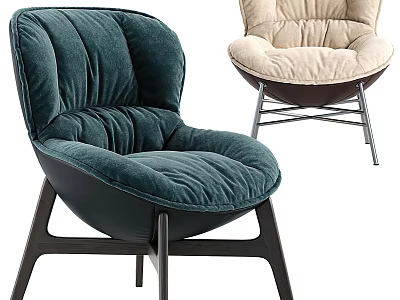 Teal And Beige Velvet Accent Chairs With Modern Wooden Legs Design 3d model