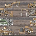 Various Types of Utility Vehicles Including Excavators Loaders Mixers and Rollers on Site