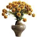 Two Grayish Brown Ceramic Vases With Decorative Small Yellow Flowers