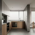 Modern Dining Living Room Interior With Beige Sofa Wooden Wall Large Window And Light Floor