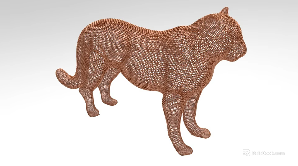 Artistic Brown Mesh Leopard Ornament Decorative Figurine Set For Home Decor 3d model 
