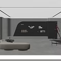 Modern Office Desk With Curved Desktop And Black Office Chair Setup
