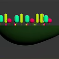 Cartoon Scene With Green Avocado Shaped Container Colorful Lollipop Structures And Small Blue Figure