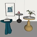 Modern Side Table Corner Table Small Coffee Table Ornaments Books 3d model
