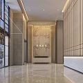 Modern Sales Office Interior Design With Marble Flooring Glass Facade And Reception Desk