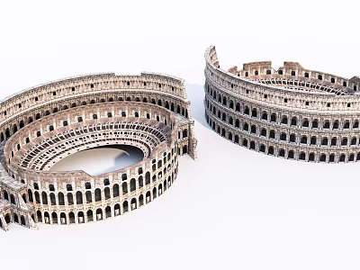 Detailed Roman Colosseum Models Showcasing Ancient European Architectural Arches And Circular Structure 3d model