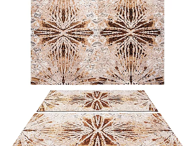 Beautiful Square Rug With Intricate Star Pattern In Beige Brown Tones For Modern Home Decor 3d model