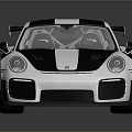 Silver Sports Car with Black Stripes Red Wheels and Black Rear Spoiler