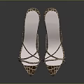 Brown Crocodile Pattern Heeled Sandals With Crisscross Straps And White Sole