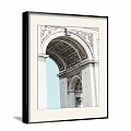 Framed Landscape Painting of Arc de Triomphe Arched Structure Carved Details and Blue Sky