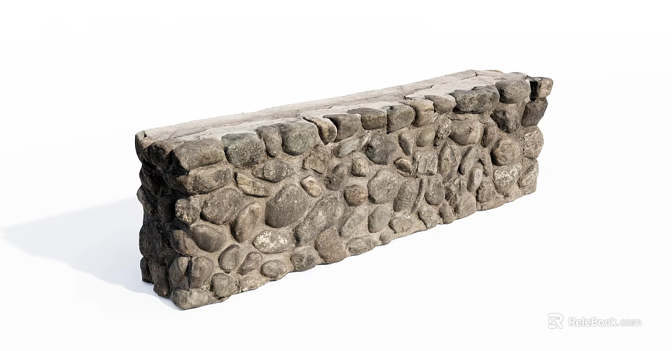 Natural Stone Building Exterior Wall Featuring Rustic Irregular Masonry Texture Design 3d model