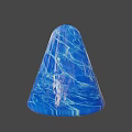 Blue Cone Shaped Object With Water Ripple Texture Against Gray Background