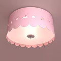 Pink Scalloped Edge Ceiling Light With Cutout Rabbit And Heart Patterns 3d model