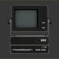 Vintage Computer System With Monitor Main Unit And Classic Keyboard Design