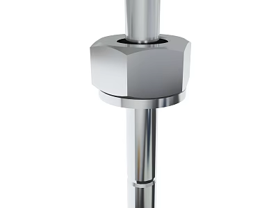Stainless Steel Mechanical Component With Hexagonal Nut And Cylindrical Shaft 3d model