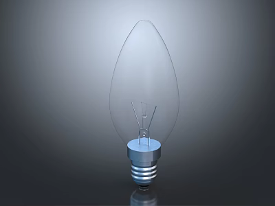 Transparent Candle Shape Light Bulb With Silver Threaded Base And Filament 3d model