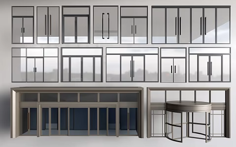 Modern floor glass doors and windows glass partition office partition glass sliding door 3d model