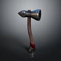 Medieval Battle Axe with Metal Head Wooden Handle and Red Strap