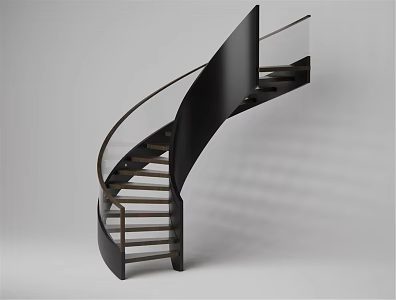 modern revolving stair railing 3d model