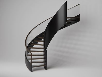 modern revolving stair railing 3d model