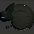 Futuristic Tactical Weapon Helmet Design With Blue Light Sensors And Green Shell