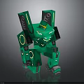 Green Mechanical Robot Character With Glowing Accents And Armor Structure Design 3d model