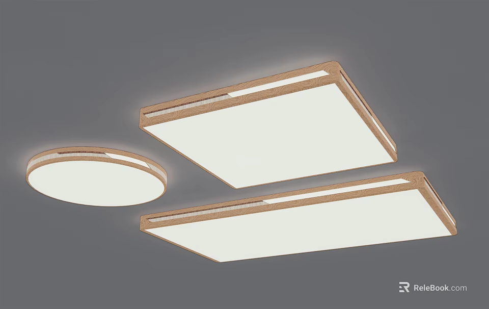 Modern Ceiling Lights With Round Square Design White Lampshade And Metal Frame 3d model 